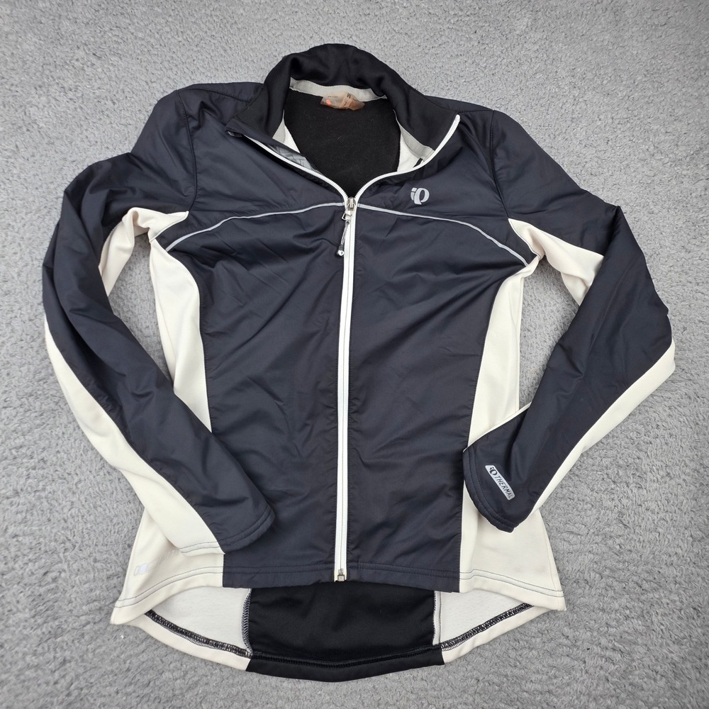 Pearl Izumi Cycling Jacket Women Medium Black Cream Elite Series Thermal Zip
